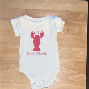 White Baby Onesie with Red Lobster Print